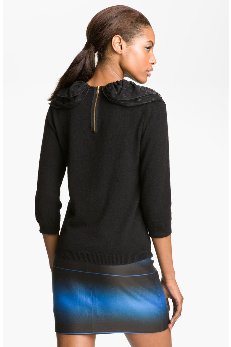 'Sonia' Lace Collar Sweater, Alternate, color, BLACK