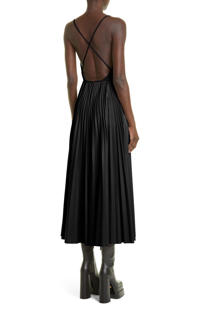 Altuzarra Maggiore Pleated Faux Leather Dress, Alternate, color, Black