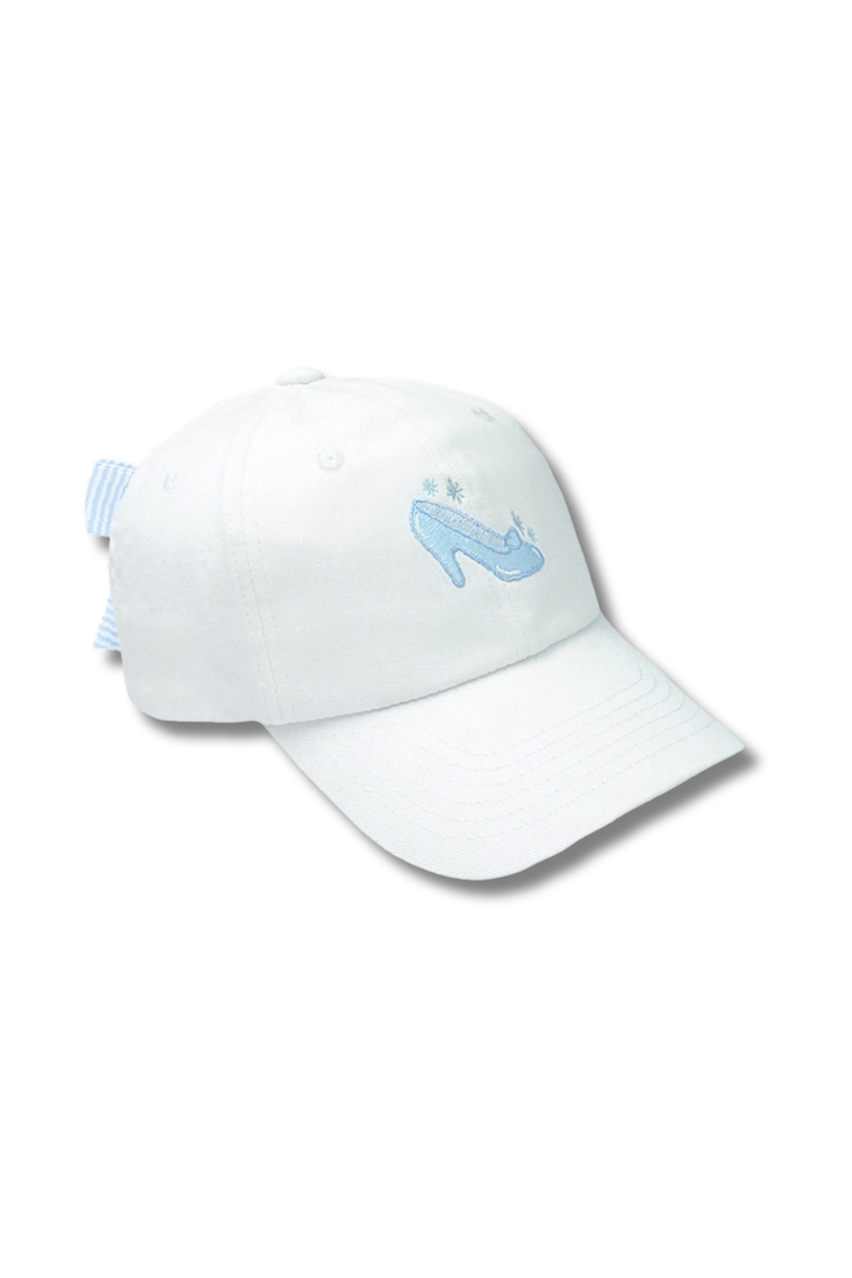 Glass Slipper Twill Bow Baseball Hat, Main, color, White