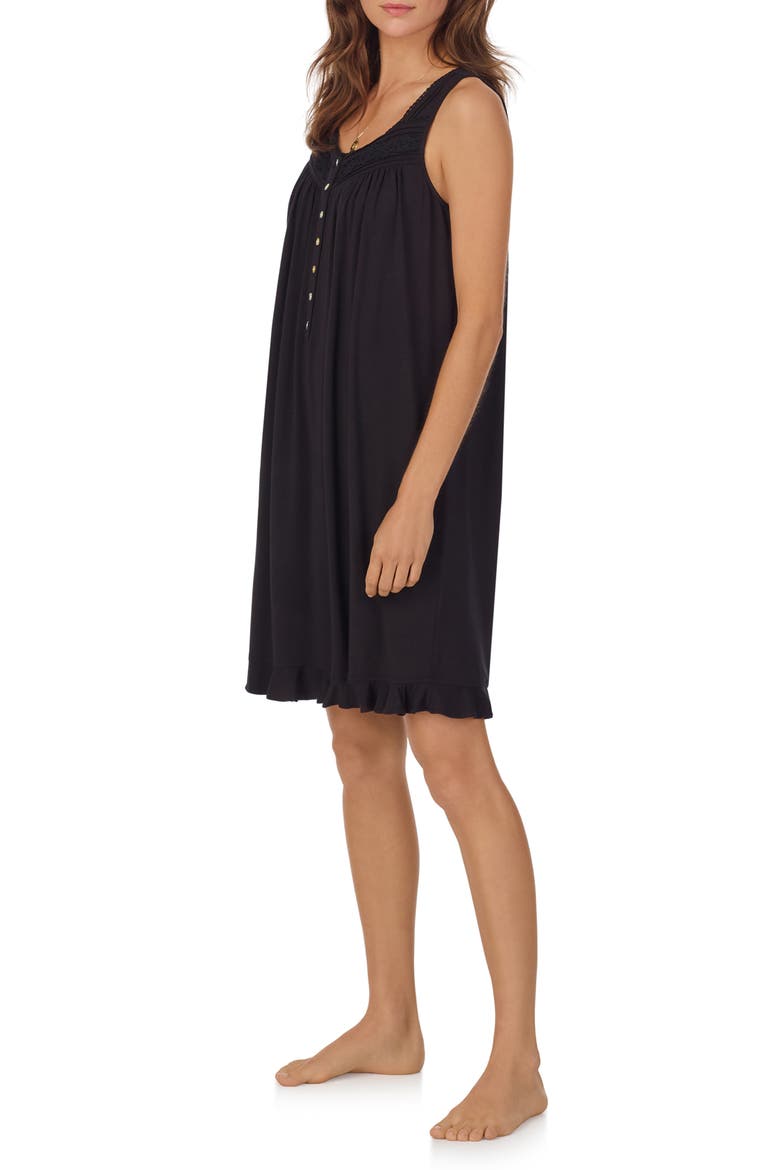 Sleeveless Short Jersey Chemise, Alternate, color, BLACK