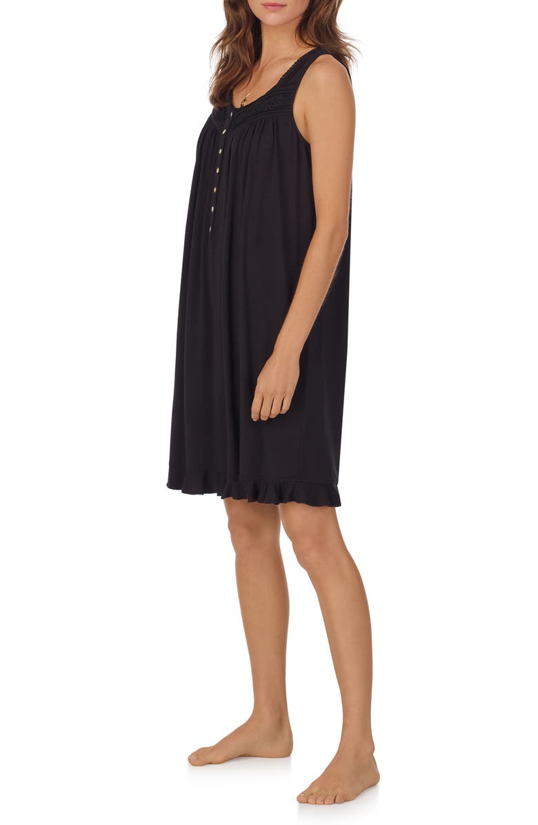 Eileen West Sleeveless Short Jersey Chemise, Alternate, color, Black