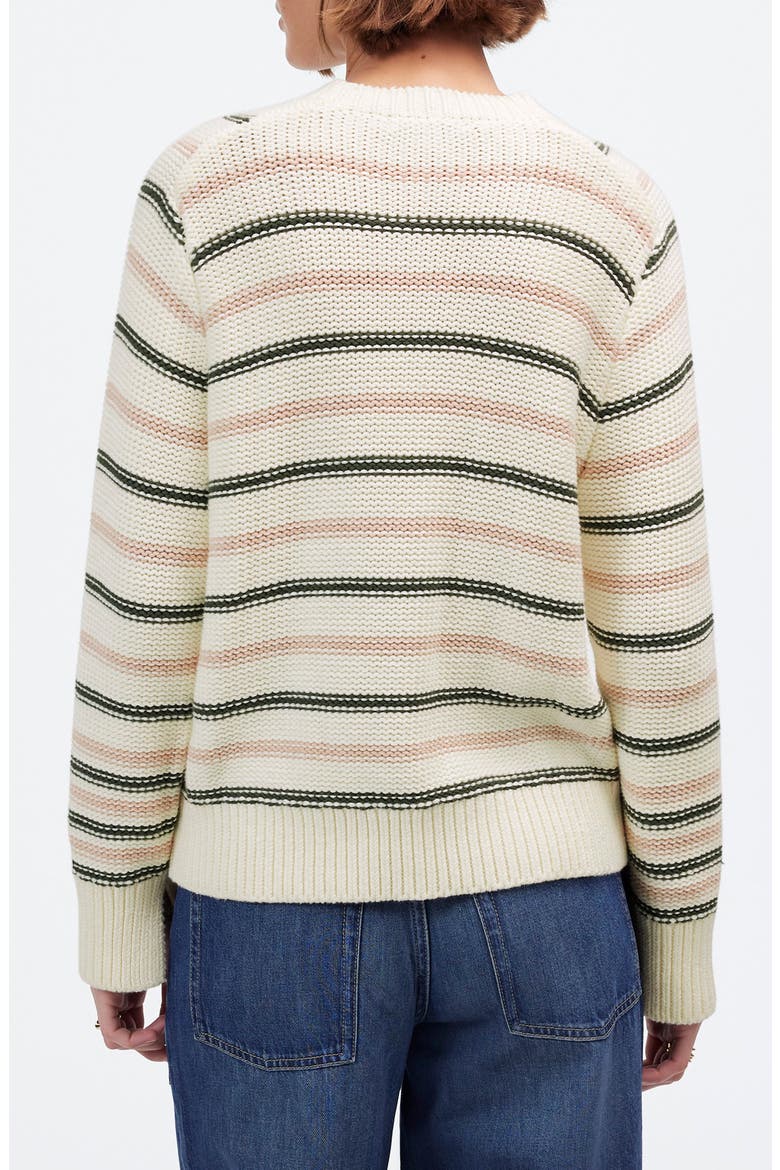 Stripe Crewneck Cotton Sweater, Alternate, color, DARK LODEN STRIPE