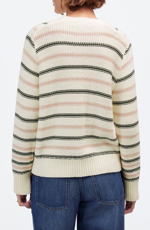 Shop Madewell Stripe Crewneck Cotton Sweater In Dark Loden Stripe
