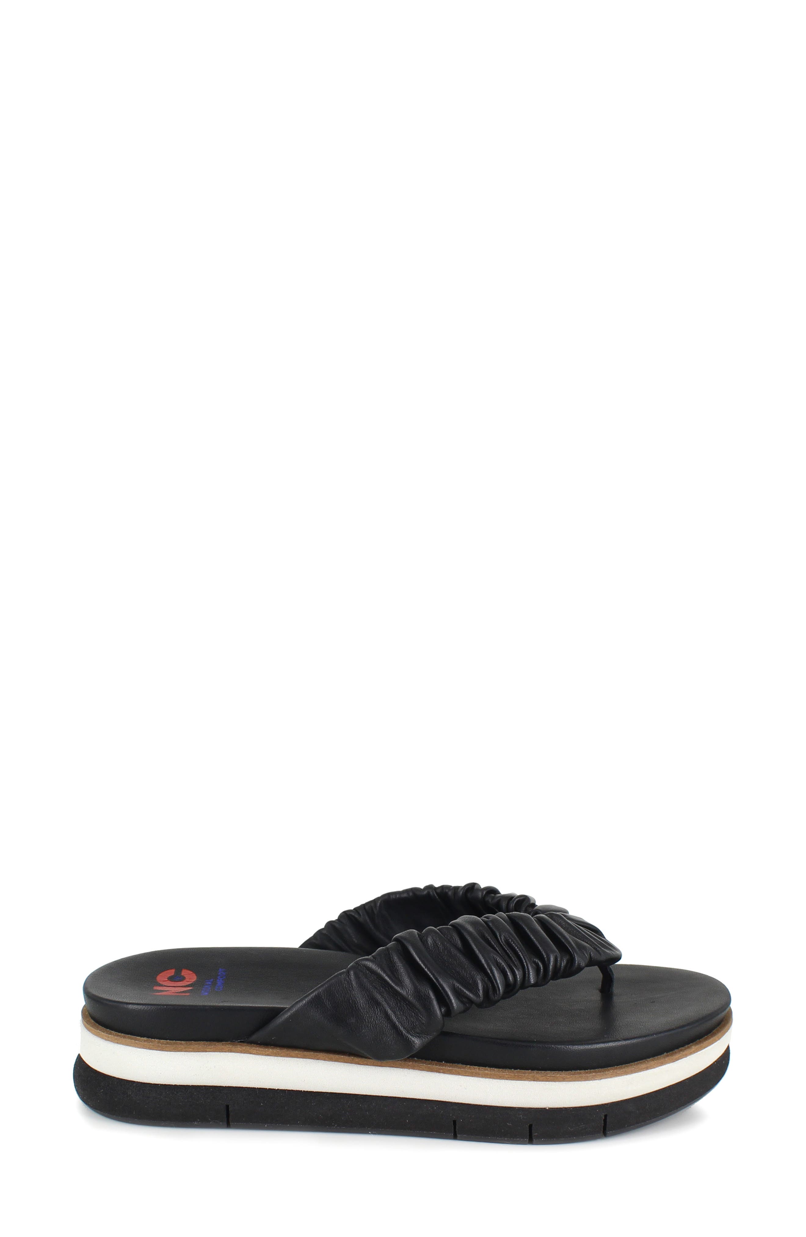 National Comfort Kahlen Scrunched Platform Flip Flop, Alternate, color, Black Leather