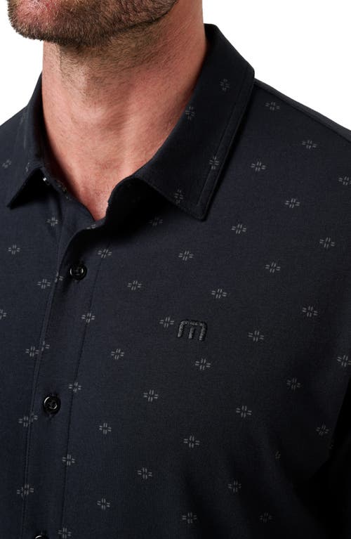 Travismathew Shore Of It Geo Print Short Sleeve Button-up Knit Shirt In Blue