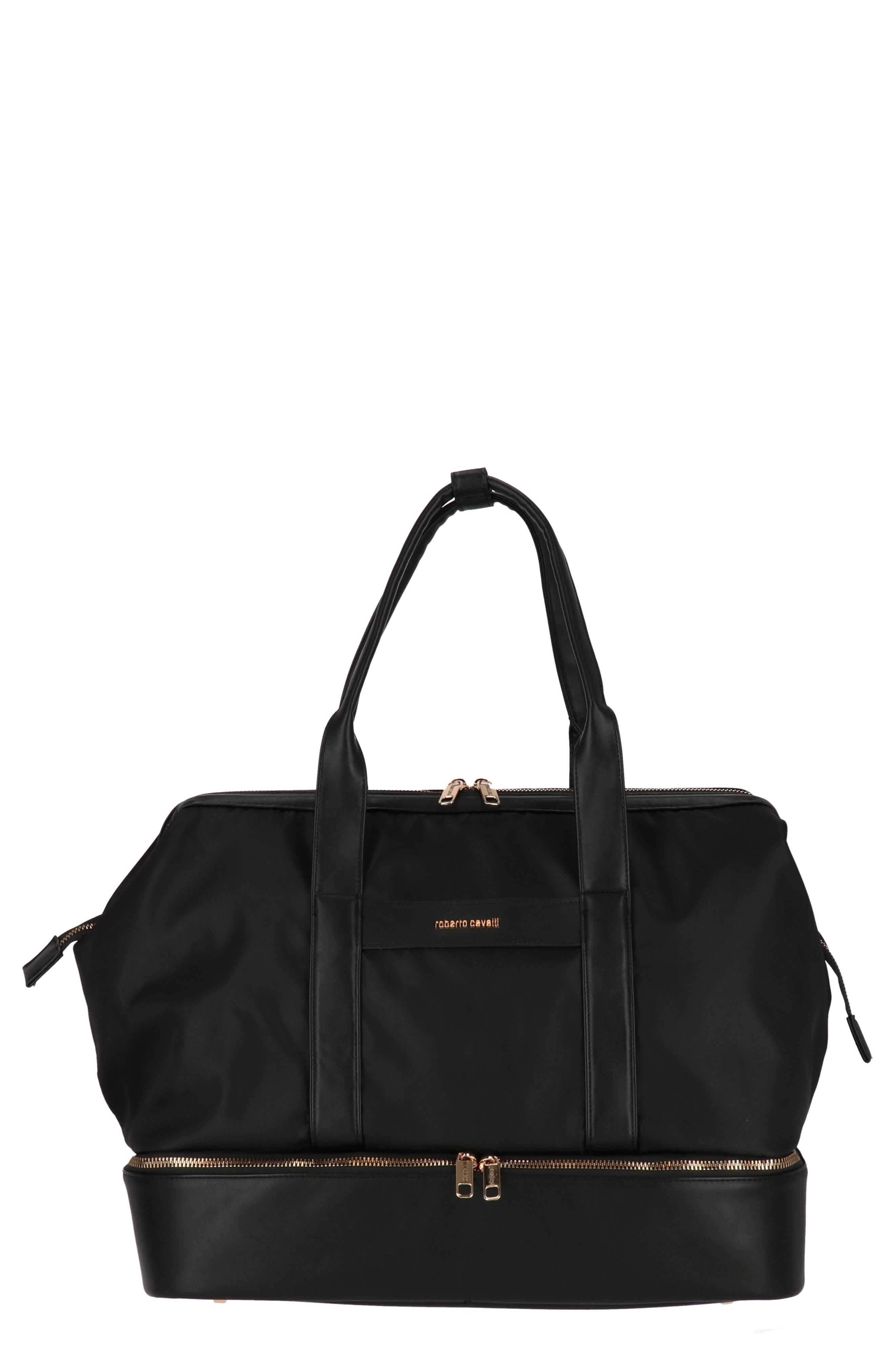 Roberto Cavalli Travel Drop Bottom Nylon Duffle Bag, Main, color, 