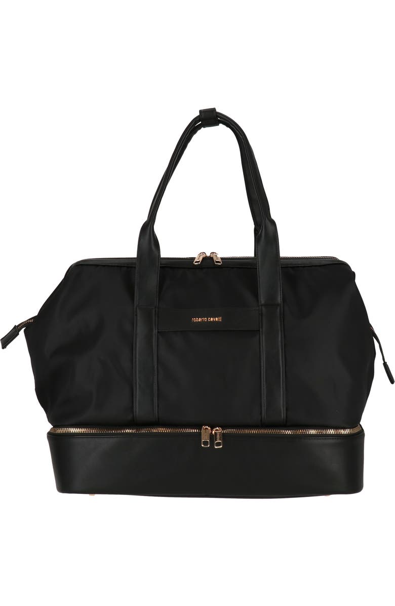 Roberto Cavalli Travel Drop Bottom Nylon Duffle Bag, Main, color,