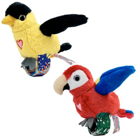 Birds 2 Pack, Oriole and Red Parrot Interactive Plush Toy