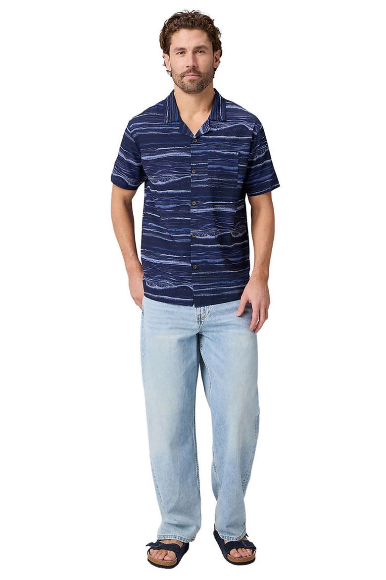 Men's The Cabana Button Up, Alternate, color, Deep Navy Breaking Waves
