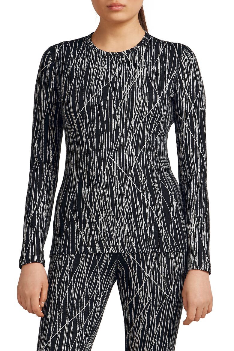 Merino Wool 260 Vertex Crewneck Top, Main, color, BLACK/ SNOW/ J