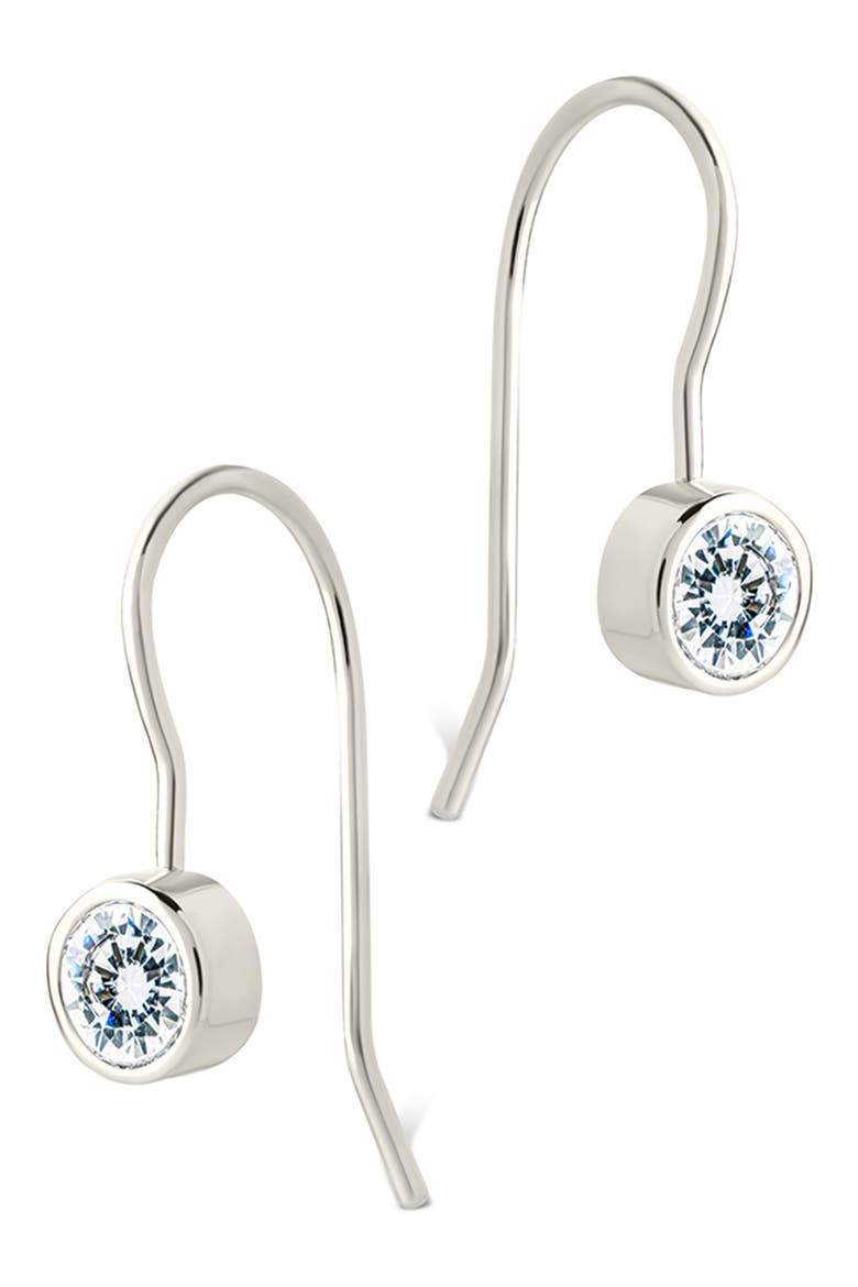 Elspeth Bezel Set CZ Drop Earrings, Alternate, color, SILVER