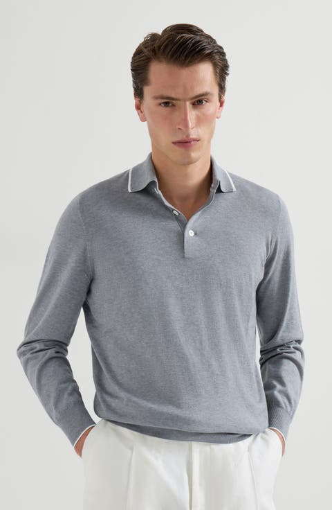 Cotton and cashmere knit polo