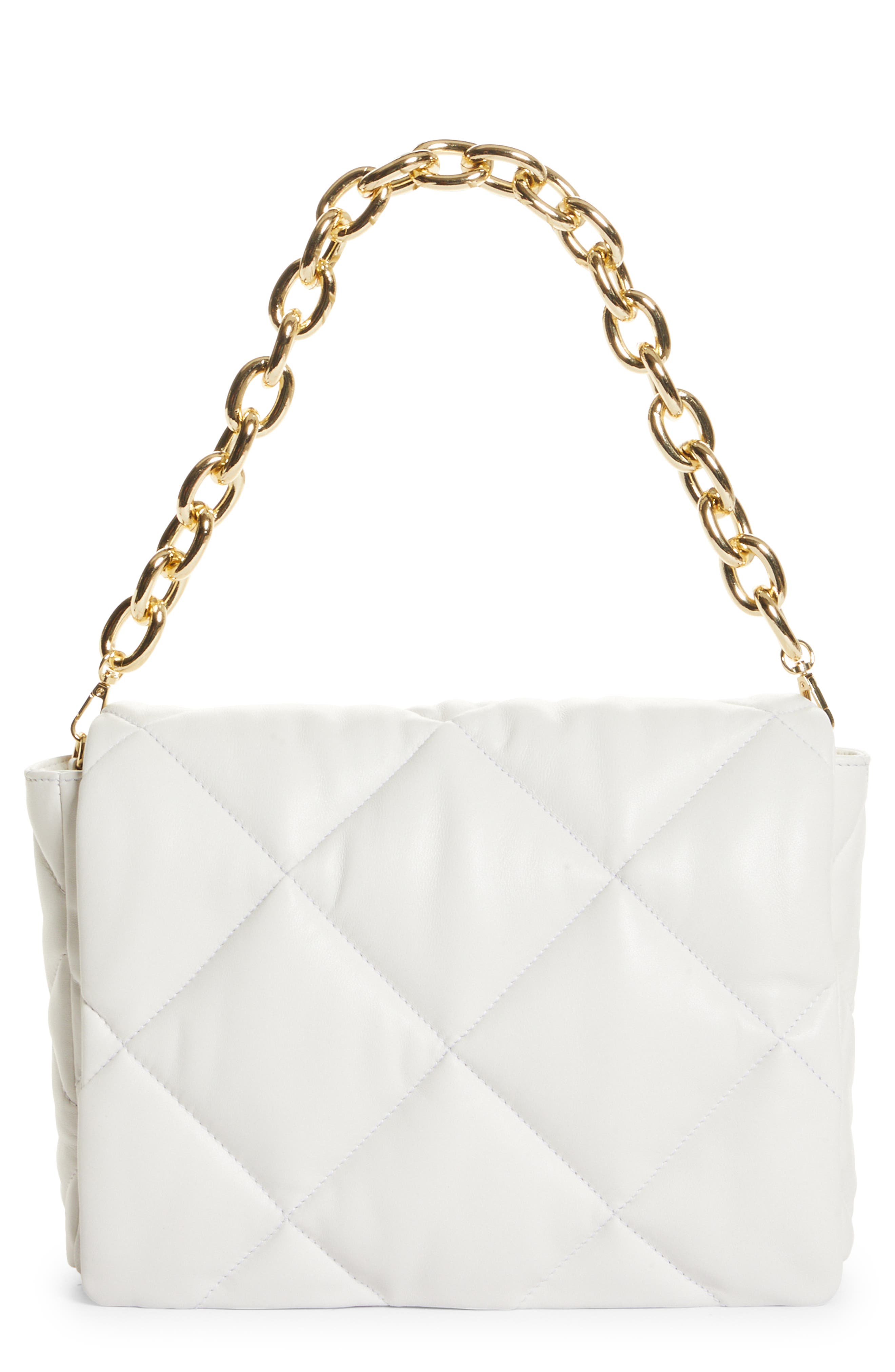 Brynnie Quilted Lambskin Leather Convertible Clutch, Main, color, WHITE/ GOLD CHAIN