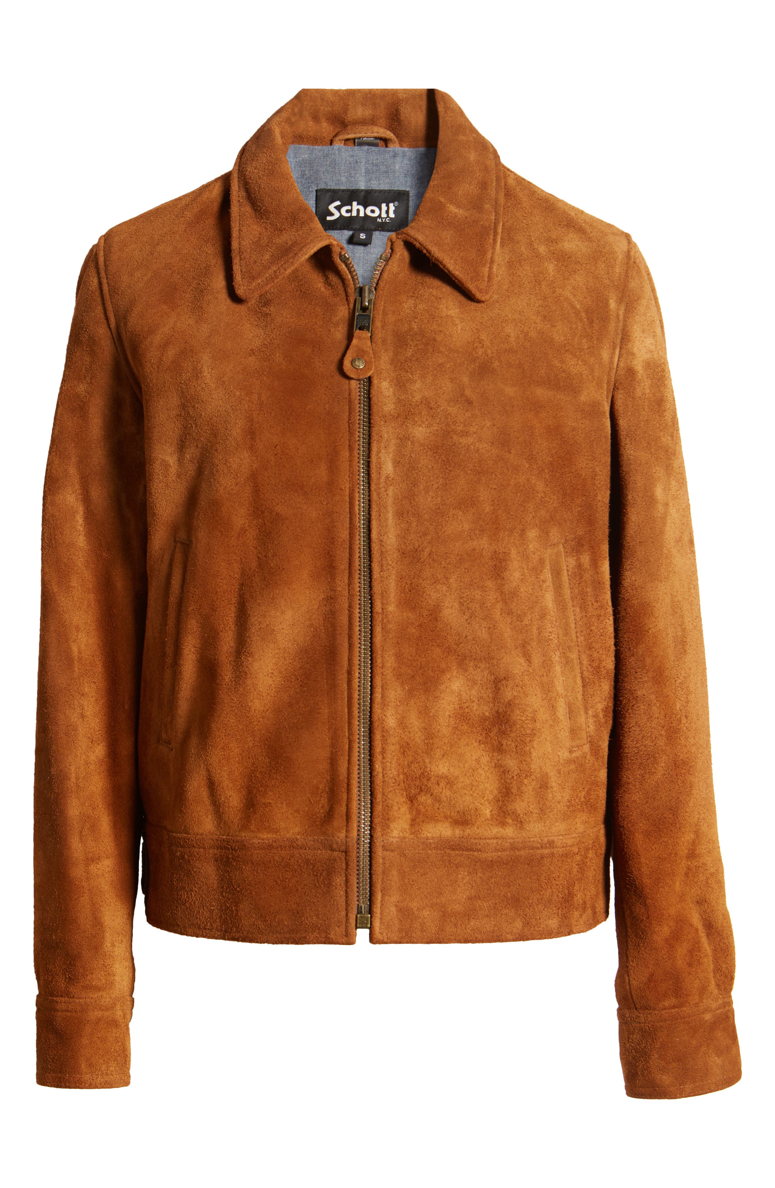 Schott NYC Roughout Cowhide Suede Trucker Jacket (Women) | Nordstrom