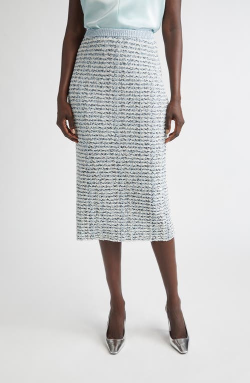 St John St. John Sequin Metallic Eyelash Knit Skirt In Blue