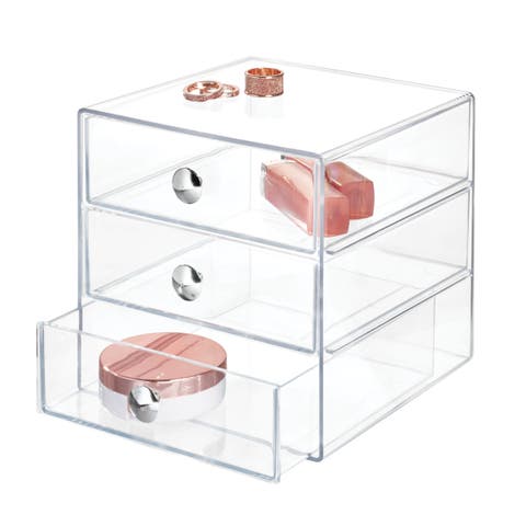 Stackable 3-Drawer Vanity Makeup Organizer - Clear