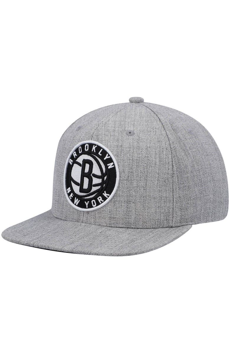 Mitchell & Ness Men's Mitchell & Ness Heathered Gray Brooklyn Nets 2.0 Snapback Hat, Main, color, 