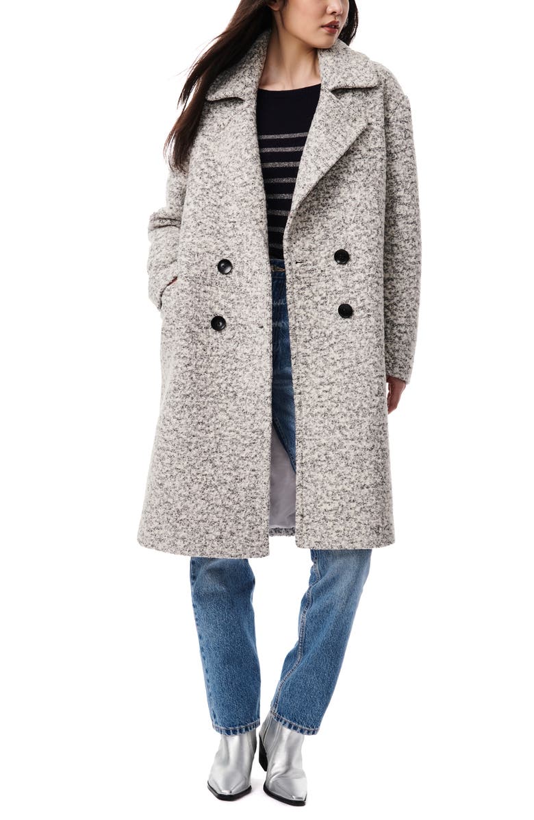 Bernardo Double Breasted Bouclé Coat, Alternate, color, 