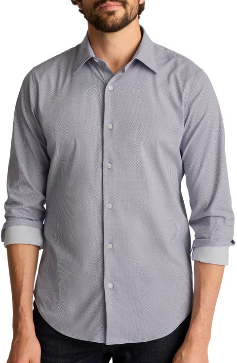 Geo Print Tech Button-Up Shirt