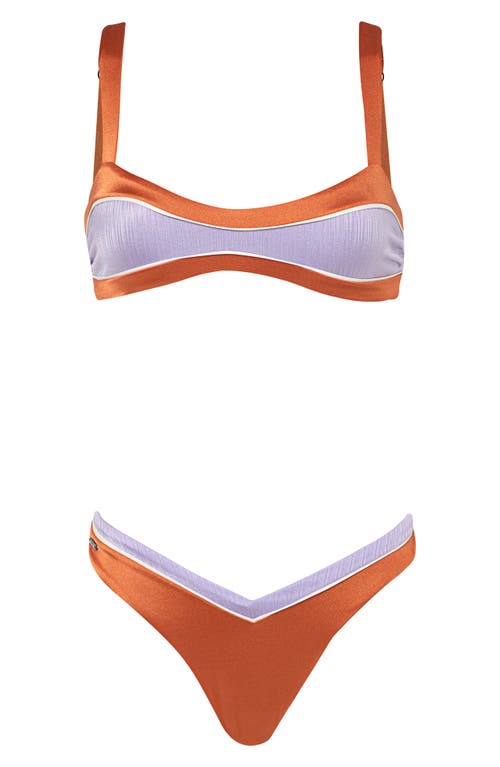 Maaji Satin Umber Headhunter Reversible Bikini Top In Copper