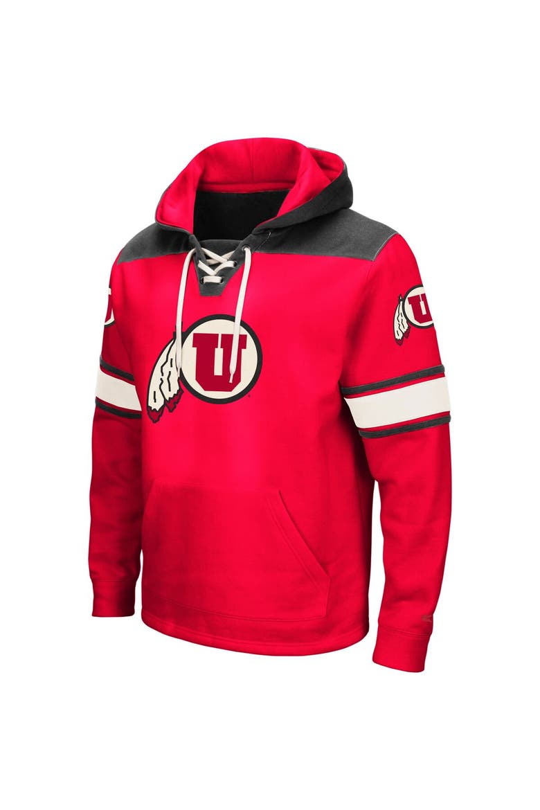 Men's Colosseum Red Utah Utes 2.0 Lace-Up Pullover Hoodie, Alternate, color, Red