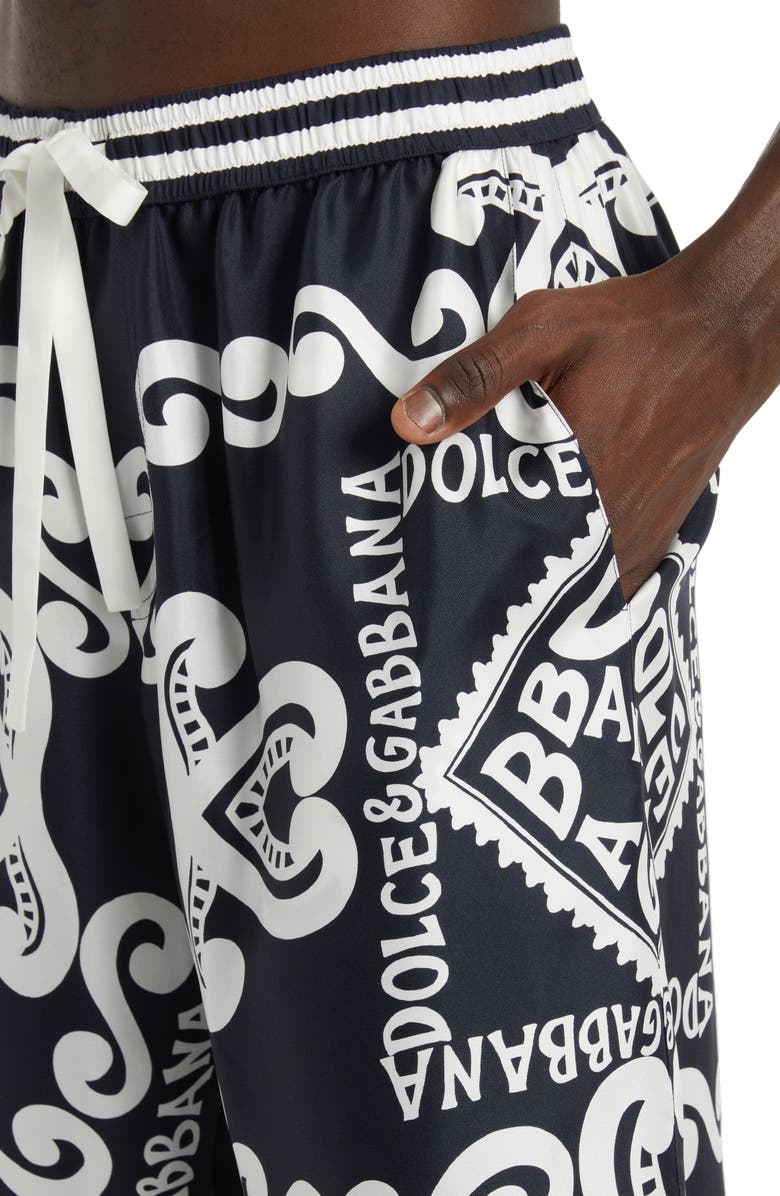 Dolce&Gabbana Marina Print Silk Twill Shorts, Alternate, color, 