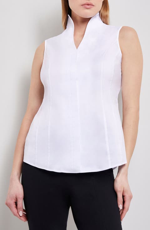 Sleeveless Stretch Cotton Blouse