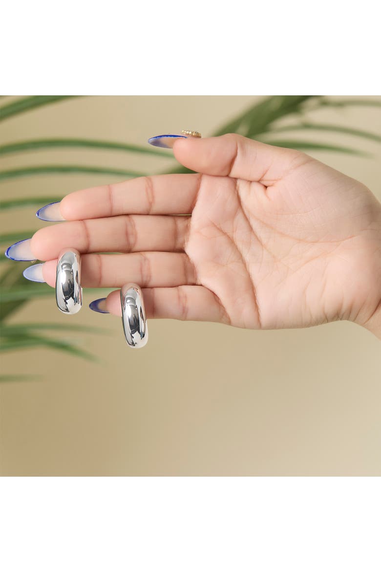 Silver Chunky Hoop Earrings, Alternate, color, Silver