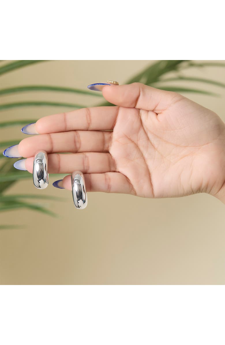 Jessica Simpson Silver Chunky Hoop Earrings, Alternate, color, Silver