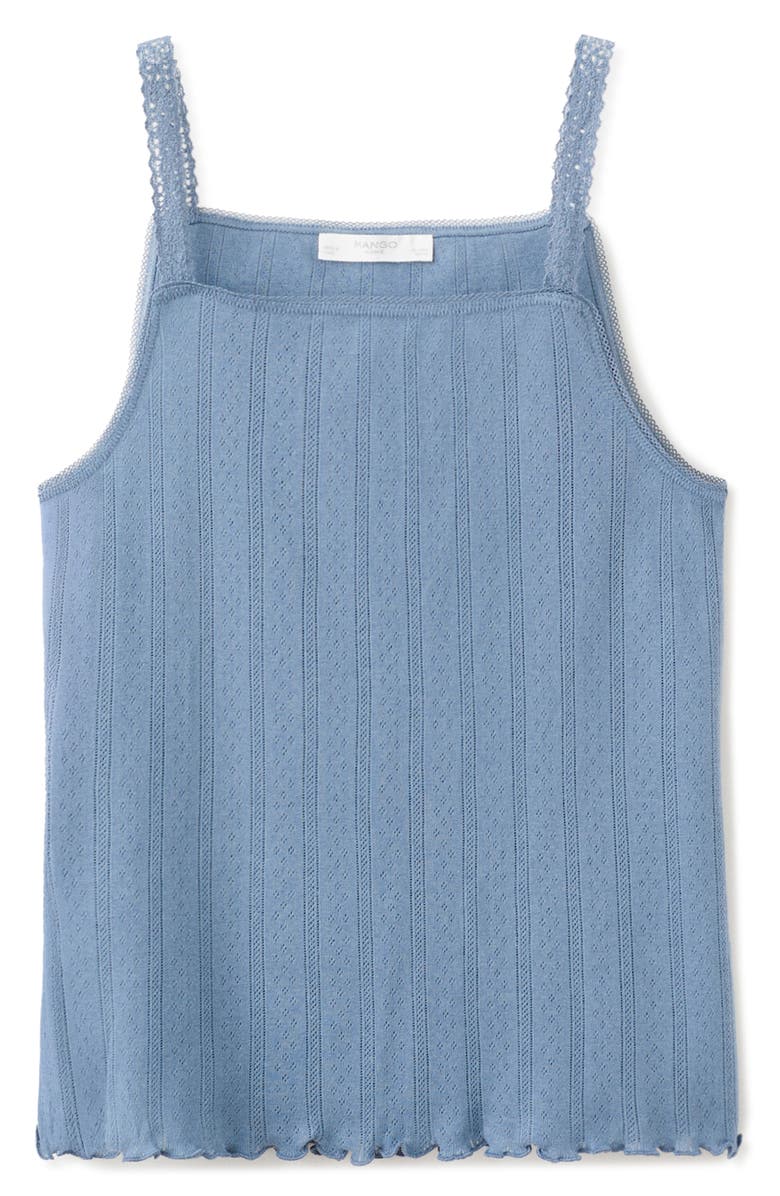 MANGO Cotton Pointelle Pajama Camisole, Alternate, color, Indigo Blue