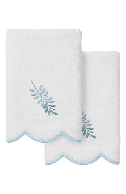 Fern Toss Scalloped 2-Piece Fingertip Towel Set