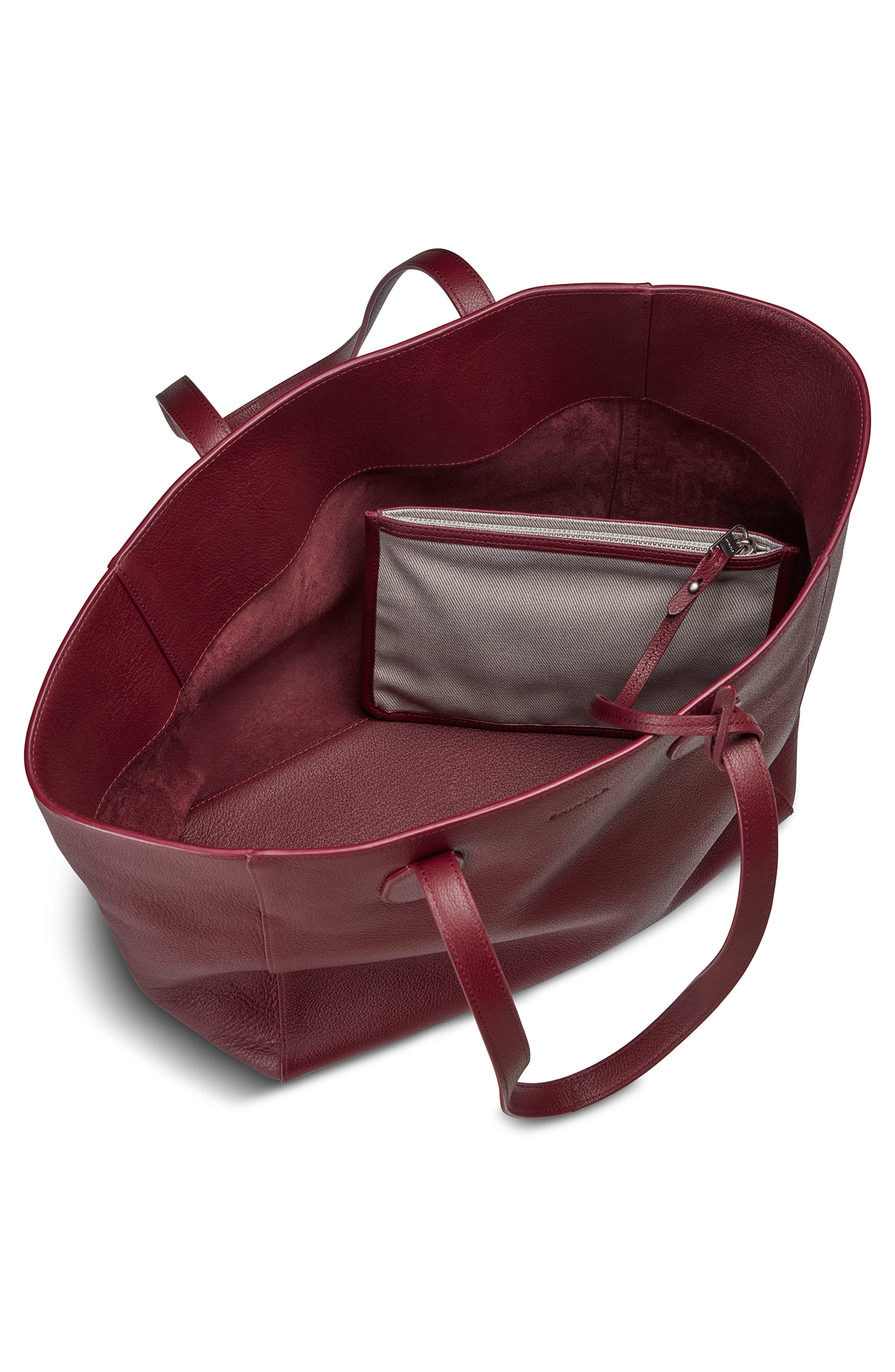 Runabout Pebble Leather Tote, Alternate, color, RUBY