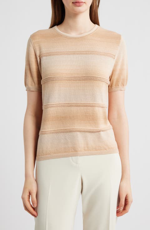 Hayden Pointelle Stripe Ombré Sweater