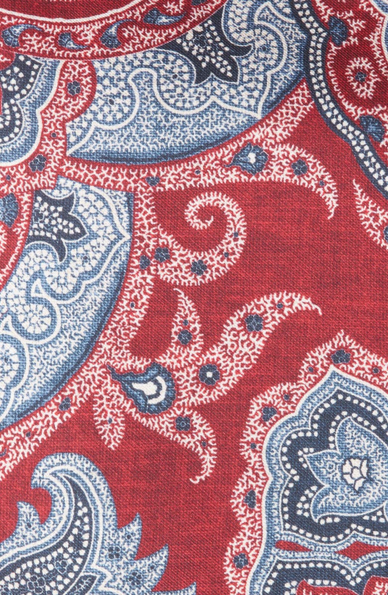Nordstrom Paisley Silk Pocket Square, Alternate, color, Ruby