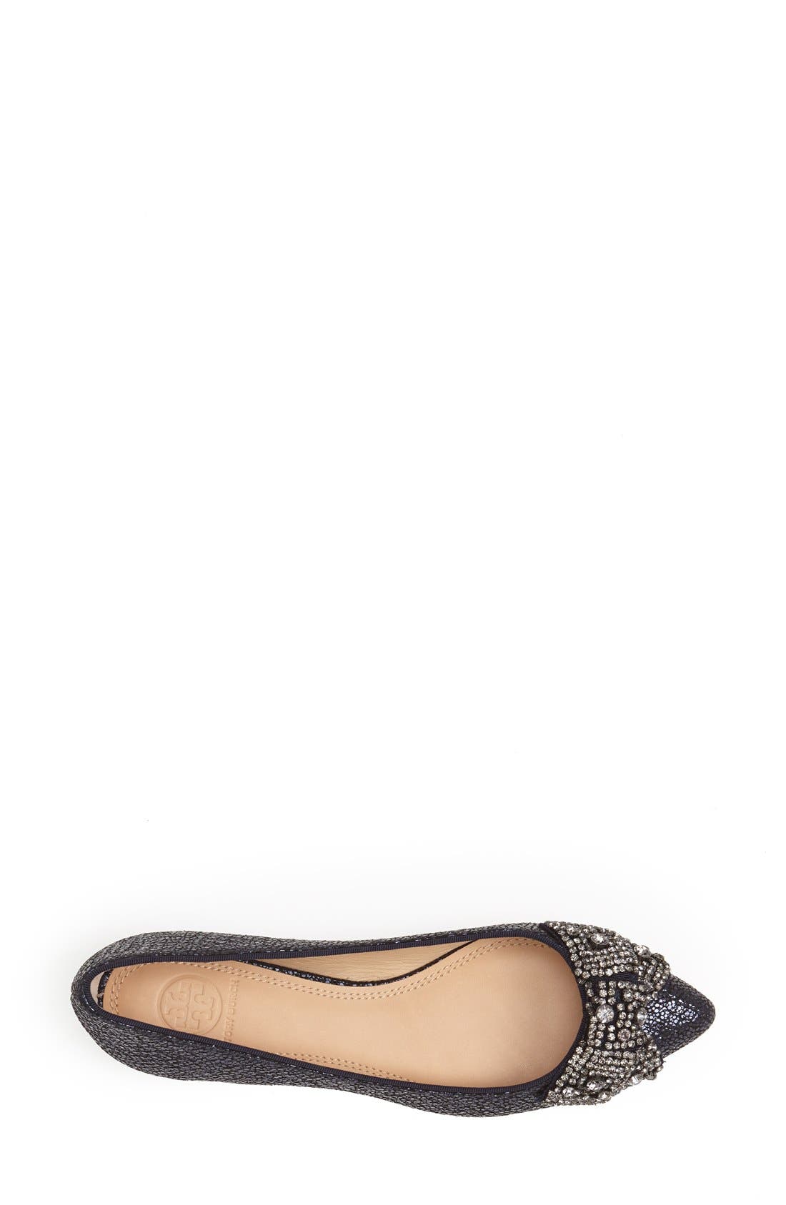 Tory Burch 'Vanessa' Crystal Bow Pointy Toe Flat, Alternate, color, 