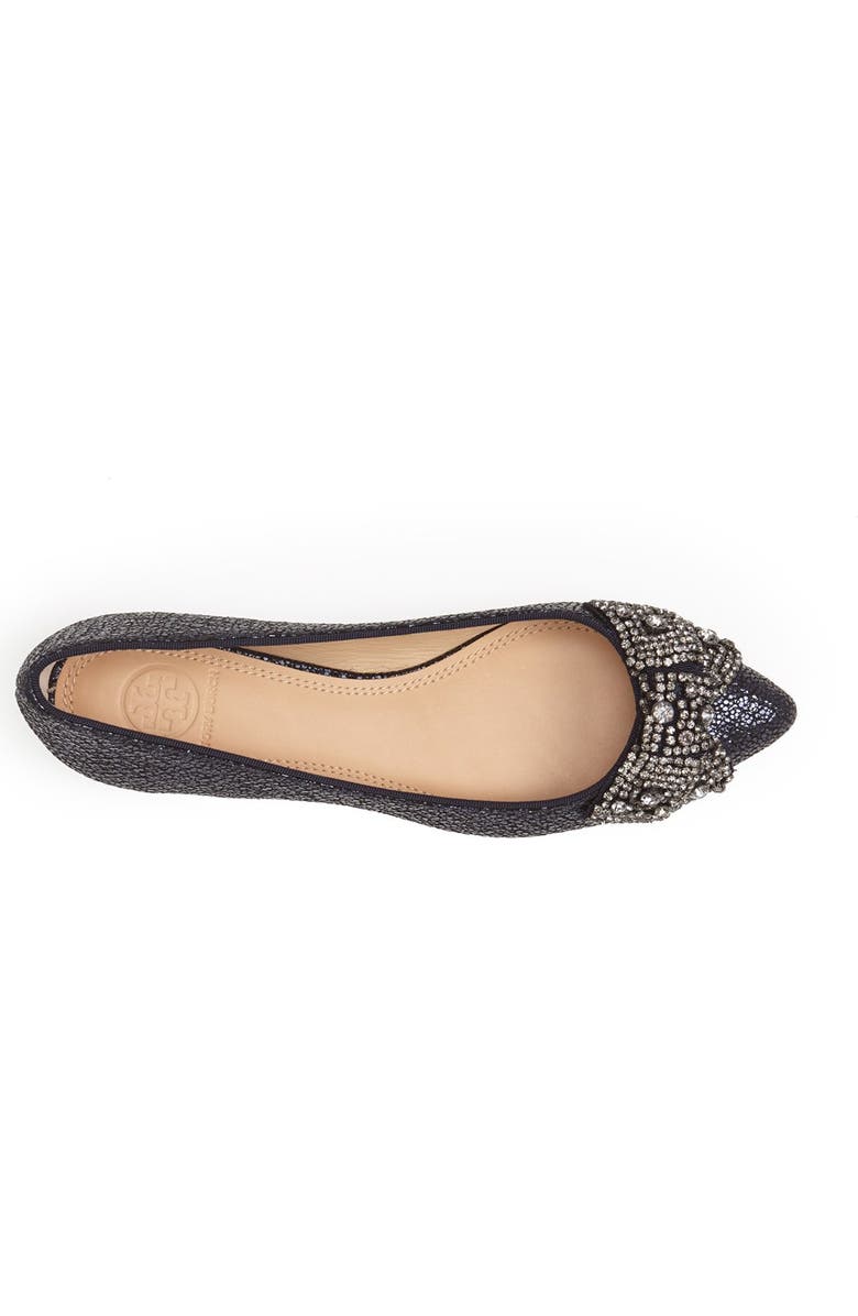 Tory Burch 'Vanessa' Crystal Bow Pointy Toe Flat, Alternate, color,