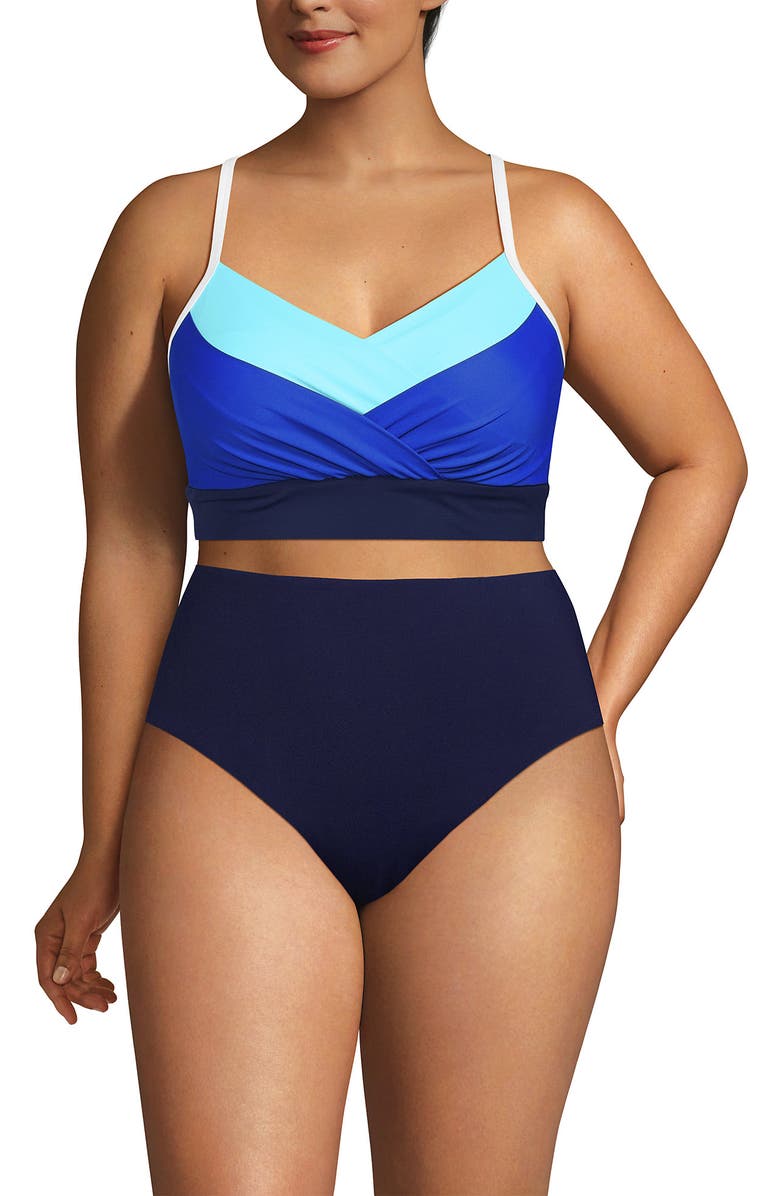 Lands' End Slender Suit Pleated Tankini Top, Alternate, color, 