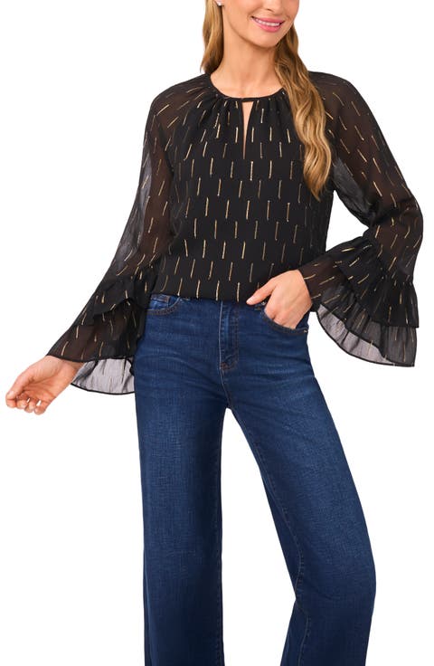 Metallic Tiered Sleeve Top