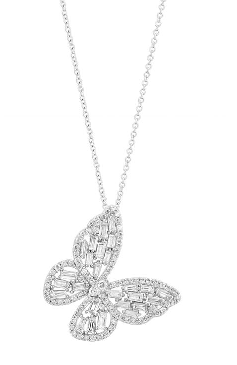 Diamond Butterfly Pendant Necklace in 14K White Gold