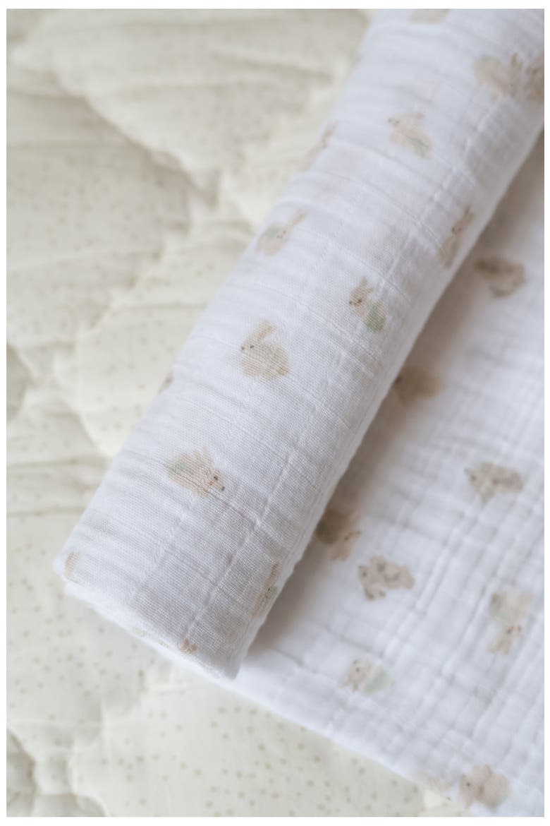 Organic Cotton Swaddle, Alternate, color, HOPPY BUNNY