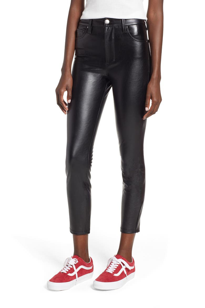High Waist Faux Leather Skinny Pants, Main, color, BLACK