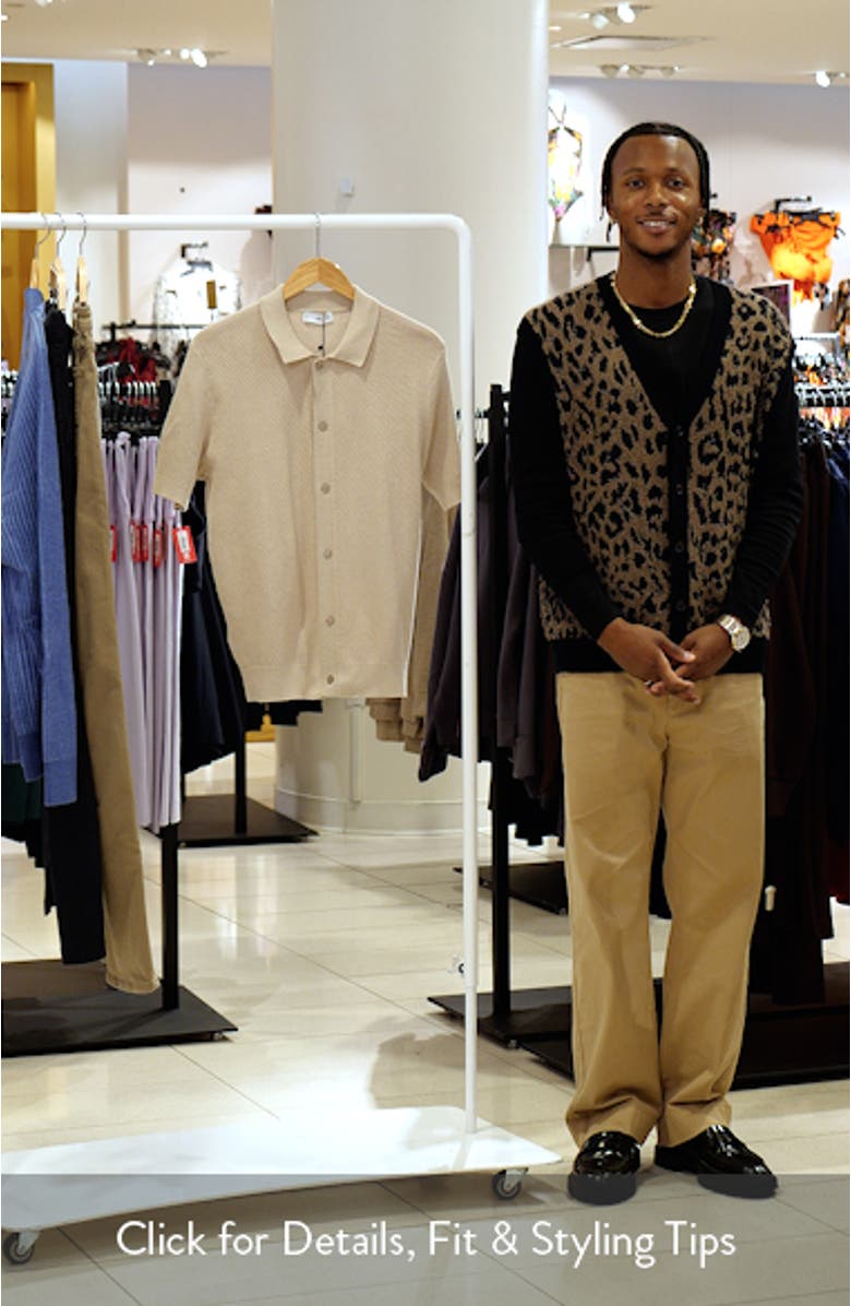 Openwork Short Sleeve Cotton Button-Up Shirt, sales video thumbnail