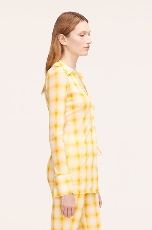 REBECCA TAYLOR REBECCA TAYLOR OMBRE PLAID MESH BUTTON DOWN SHIRT 