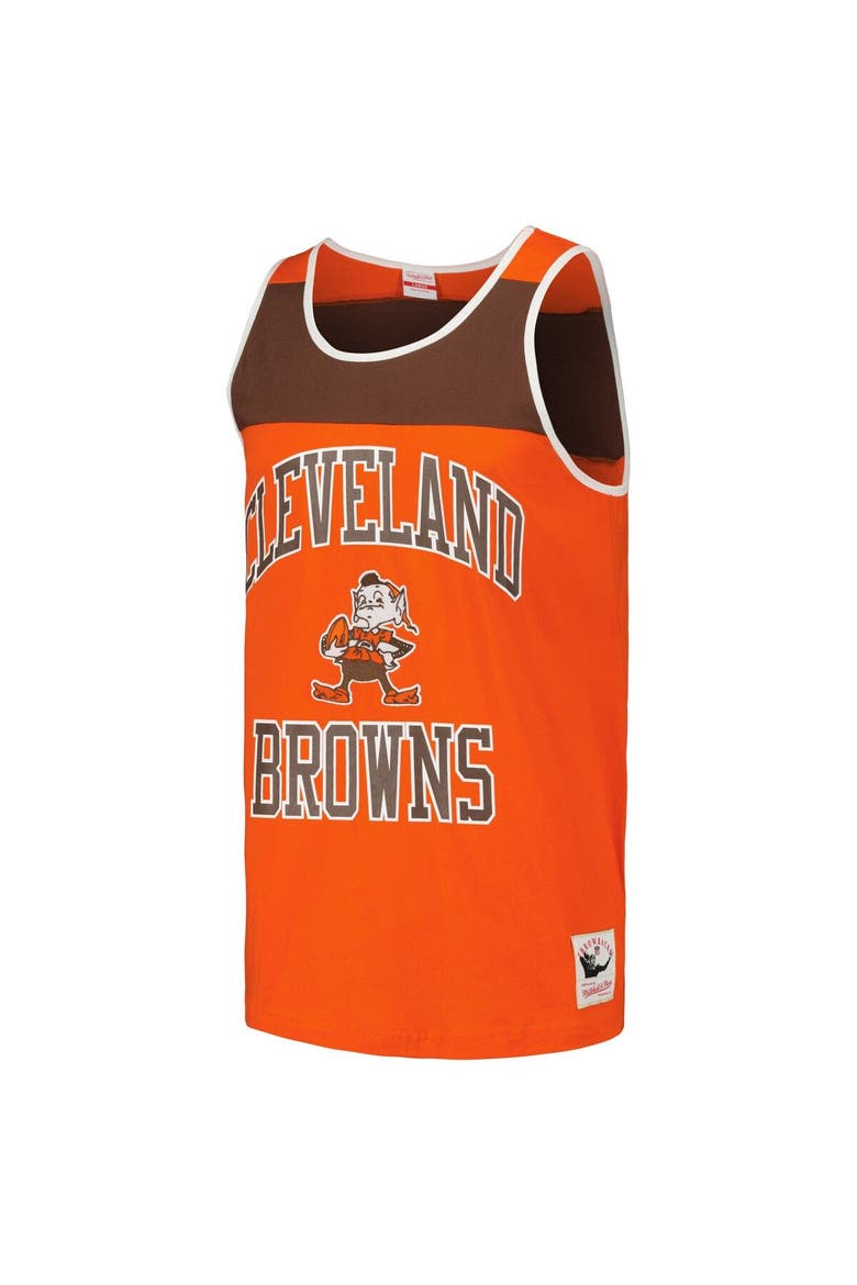 Men's Mitchell & Ness Orange/Brown Cleveland Browns  Heritage Colorblock Tank Top, Alternate, color, Orange