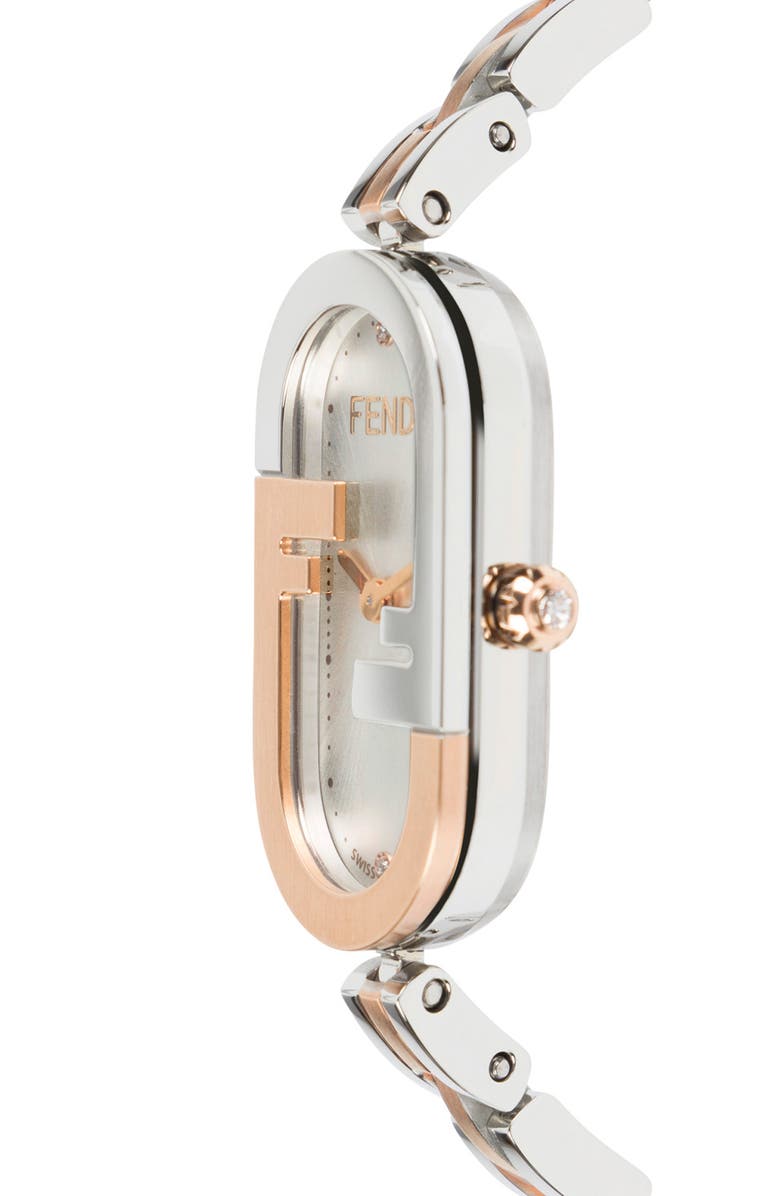 Fendi O'Lock Diamond Oval Bracelet Strap Watch, 14.8mm x 28.3mm, Alternate, color,