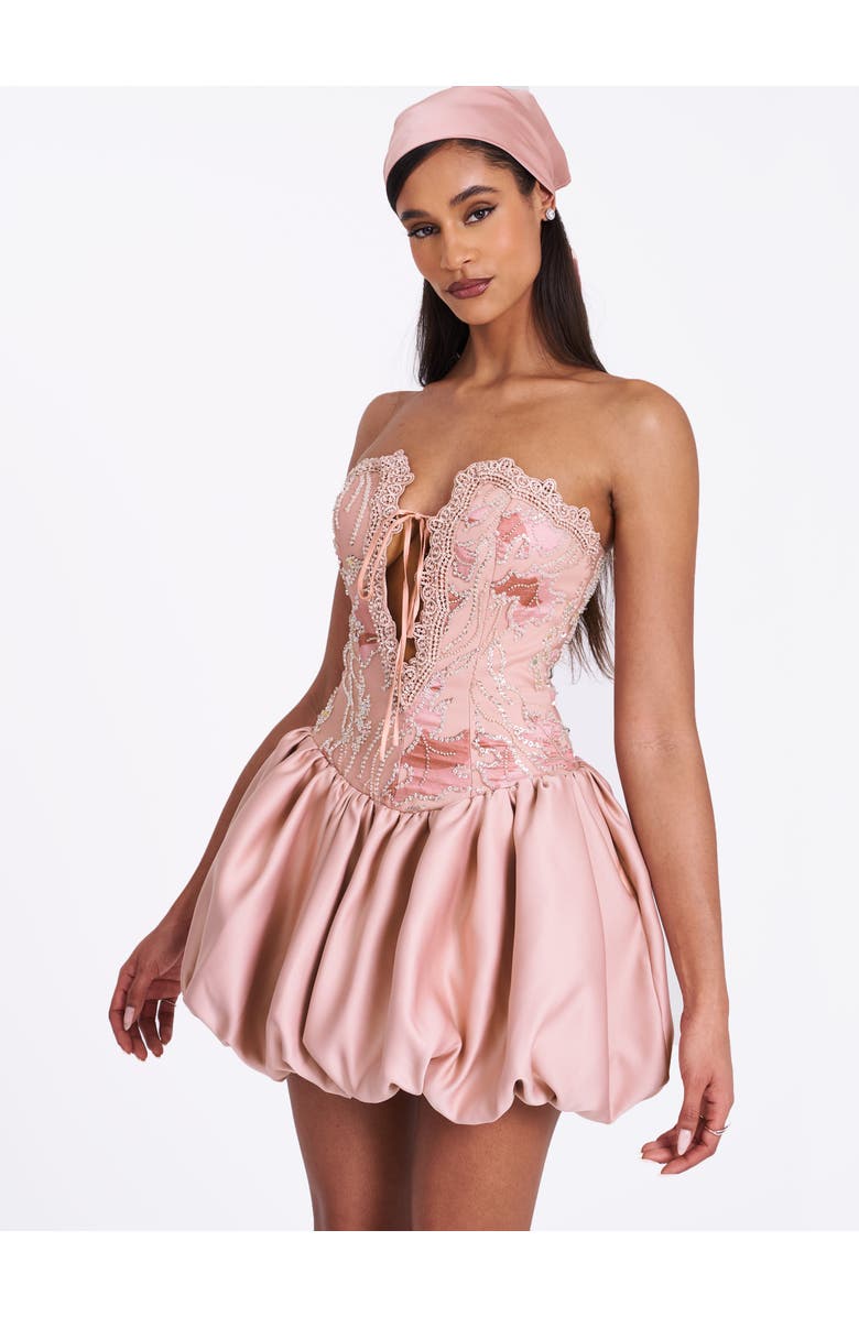 Miss Circle Palesa Ballet Style Embroidered Bubble Hem Mini Dress, Alternate, color, Pink