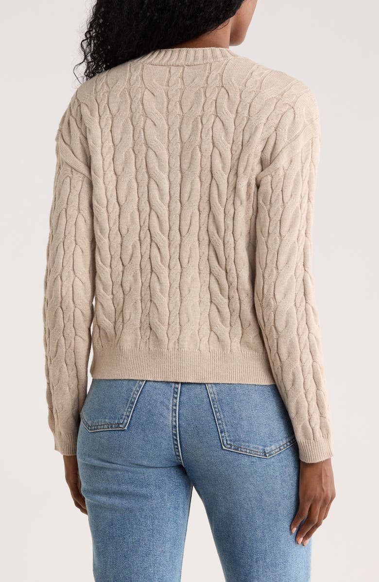CYRUS Cable Knit Crop Cardigan, Alternate, color, Pumice Heather