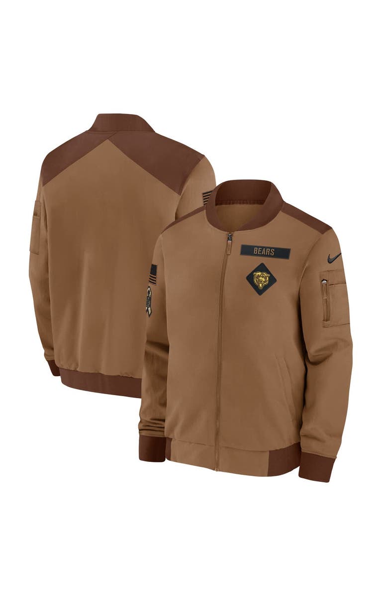 Nike Men's Nike Brown Chicago Bears Salute To Service Full-Zip Bomber Jacket, Main, color, 