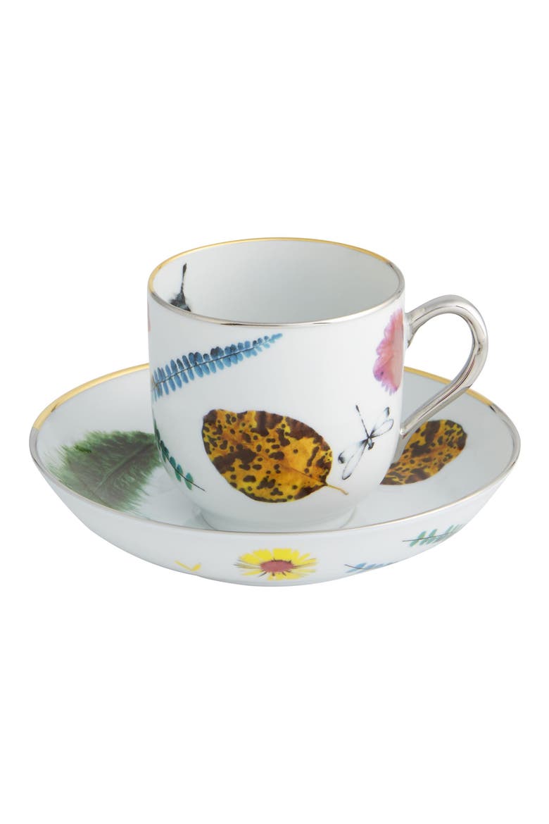 Caribe Set of 4 Teacups & Saucers, Alternate, color, WHITE