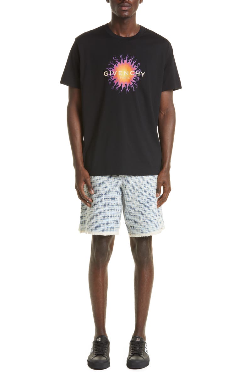 Givenchy Skate 4G Raw Denim Shorts, Alternate, color,